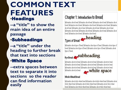 Printable Examples Text Feature Headings