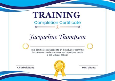 Printable Excel Training Certificate Templates