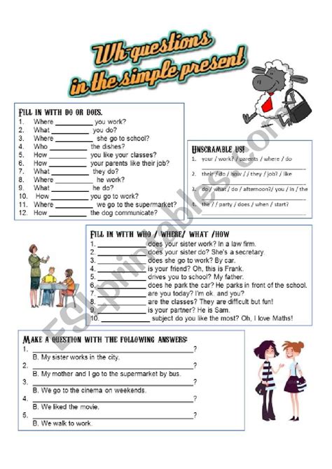 Printable Exercises Wh Questions Present Simple