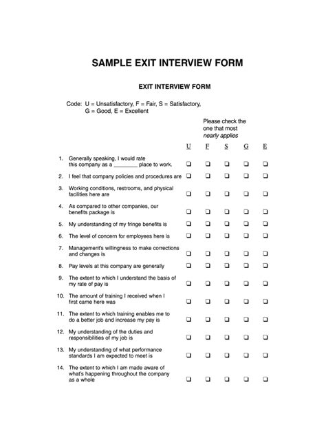 Printable Exit Interview Questions Pdf