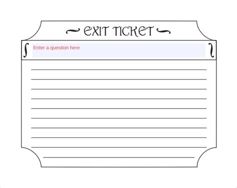 Printable Exit Tick Template