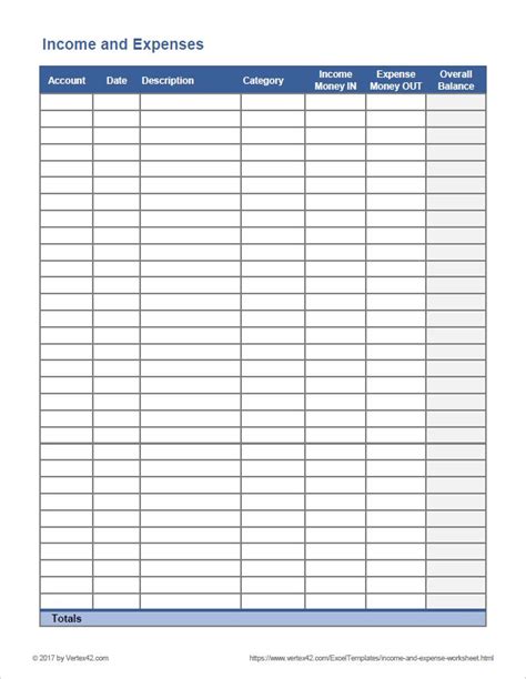 Printable Expense Sheet Free