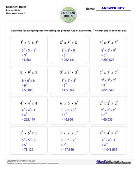 Printable Exponenet Practice For High School