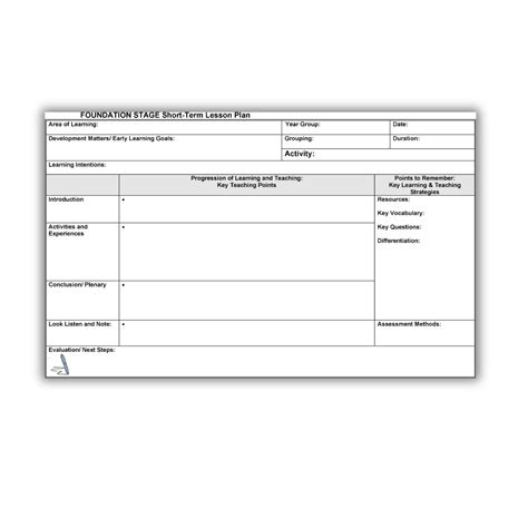 Printable Eyfs Lesson Plan Template