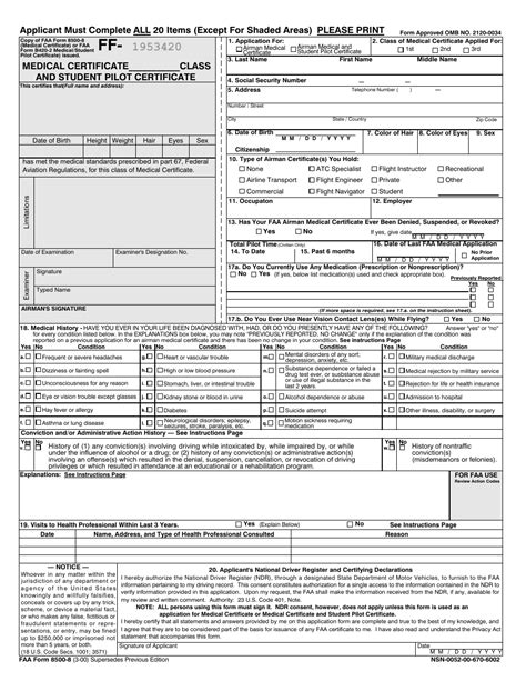 Printable Faa Form 8500 8