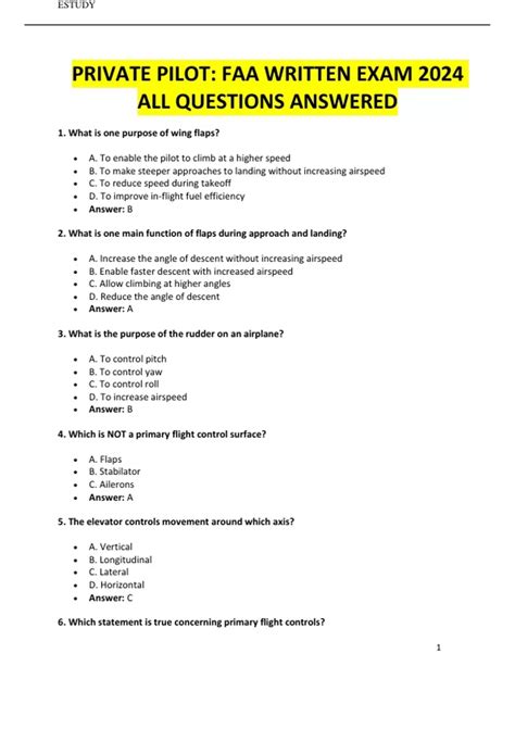 Printable Faa Private Pilot Written Exam