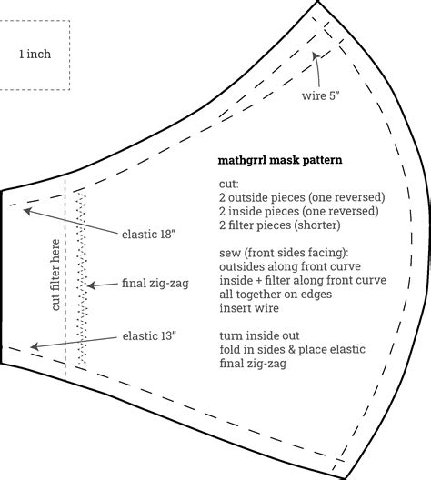 Printable Face Mask Pattern With Elastic