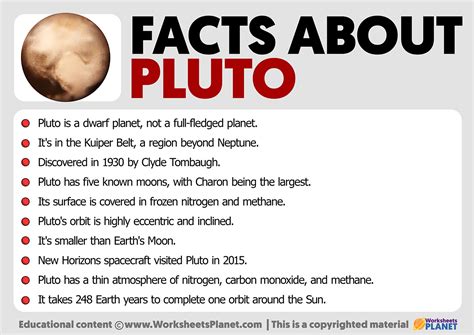 Printable Facts About Pluto