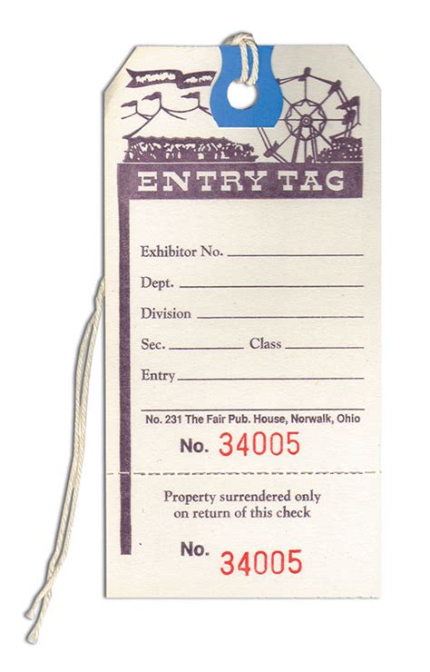 Printable Fair Entry Tags