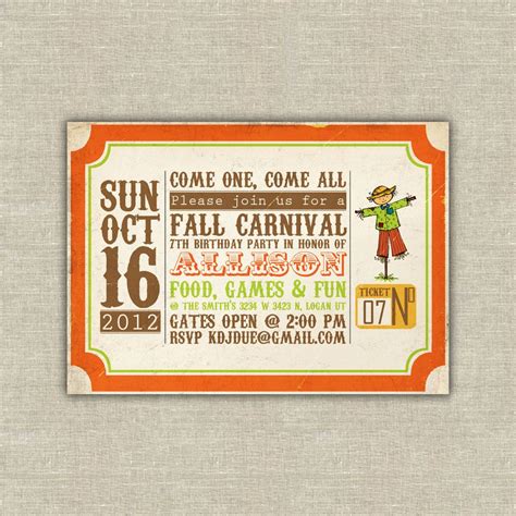 Printable Fall Carnival Invitations