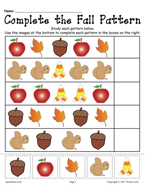 Printable Fall Pattern Worksheet