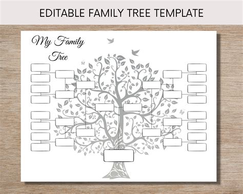 Printable Family Treeincluding Step Template