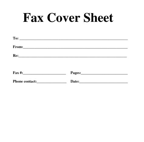 Printable Fax Front Sheet