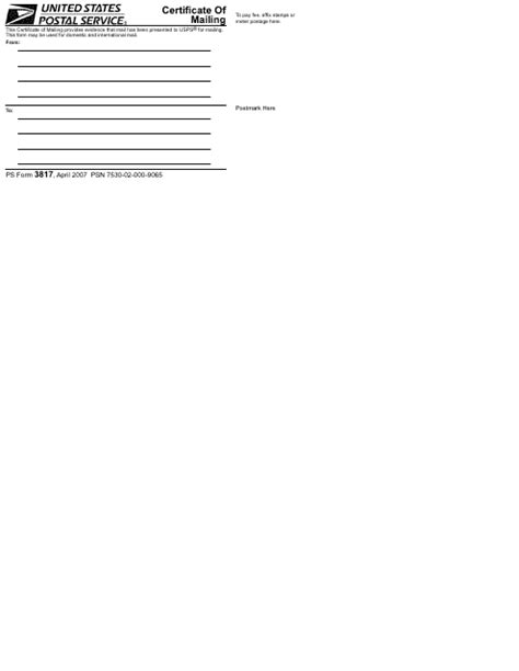 Printable Fillable Form 3817