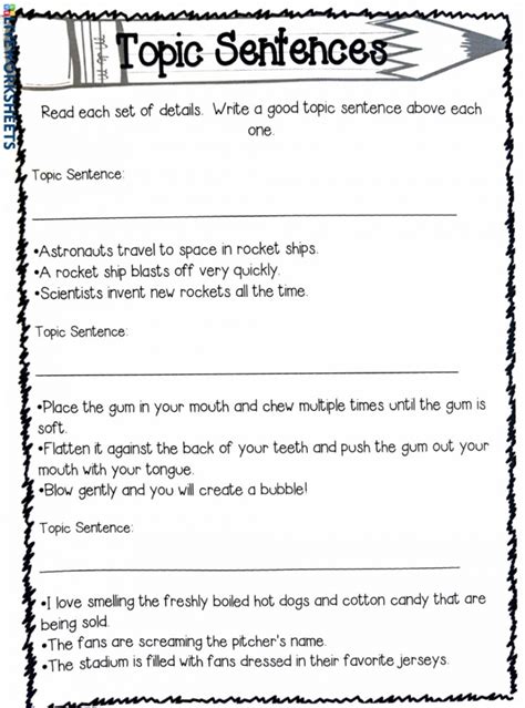 Printable Find The Topic Worksheets