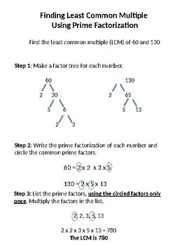 Printable Finding Lcm Using Prime Factorization