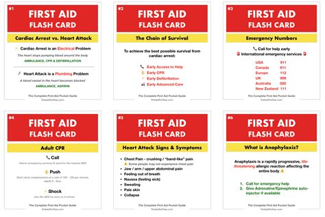 Printable First Aid Emergency Cards