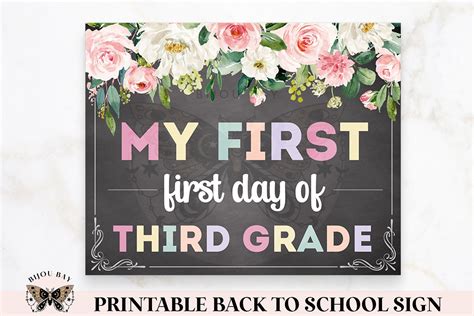 Printable First Day Of Third Grade Sign
