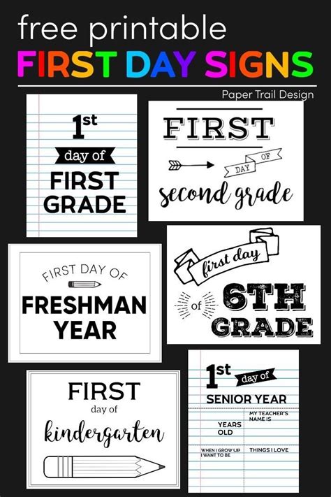 Printable First Day Signs