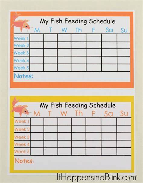 Printable Fish Feeding Schedule Template