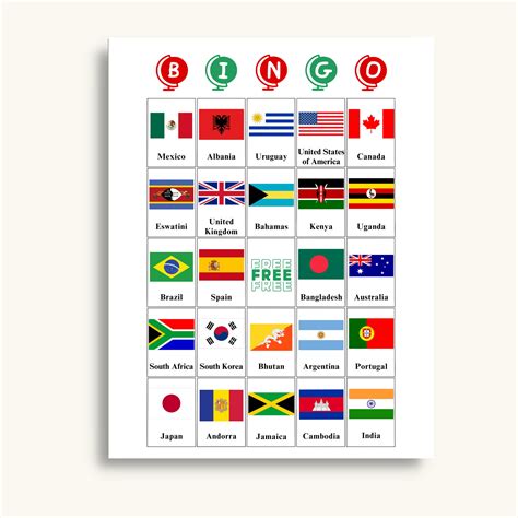 Printable Flag Bingo Cards