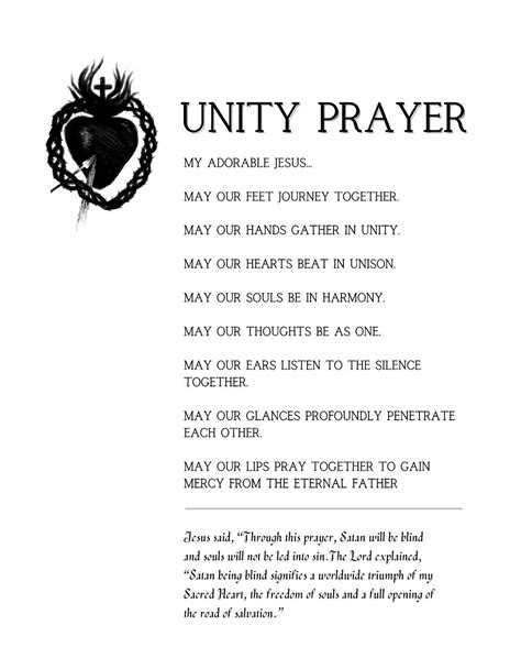 printable flame of love unity prayer