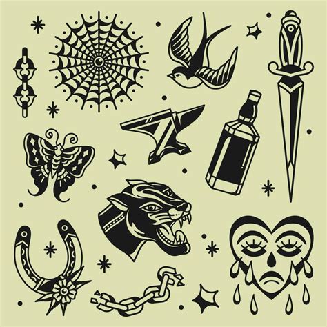 Printable Flash Tattoo Designs