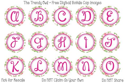 Printable Floral Bottle Cap