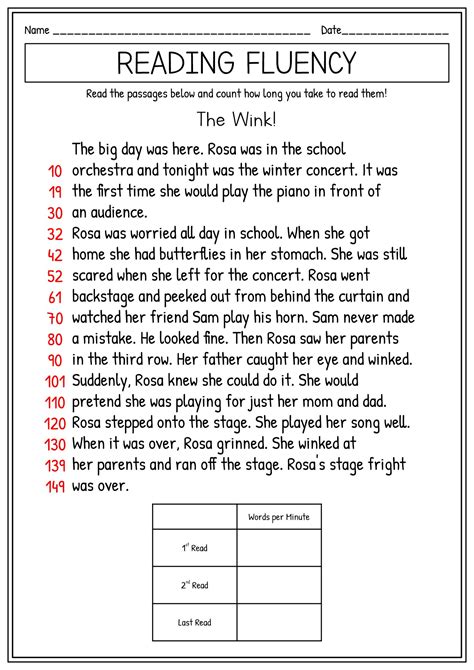 Printable Fluency Reading Passages For 2Nd Grade
