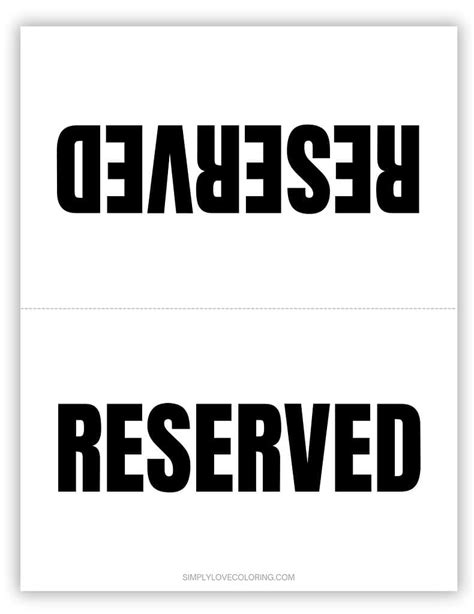 Printable Foldable Reserved Signs