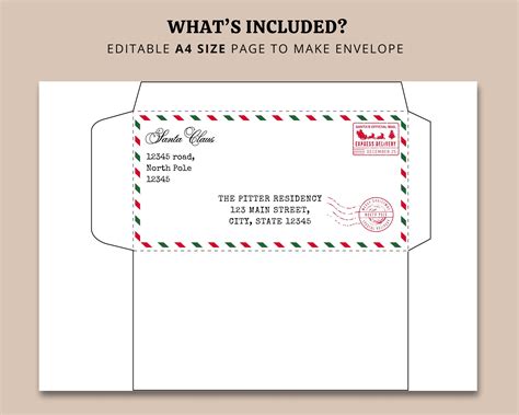 Printable Foldable Santa Envelope Template