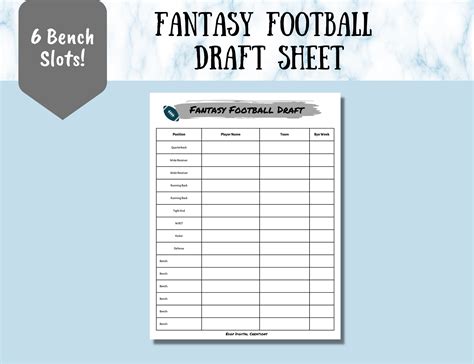 Printable Football Draft Sheet