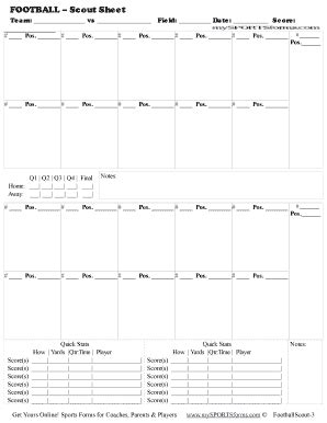 Printable Football Scouting Sheets