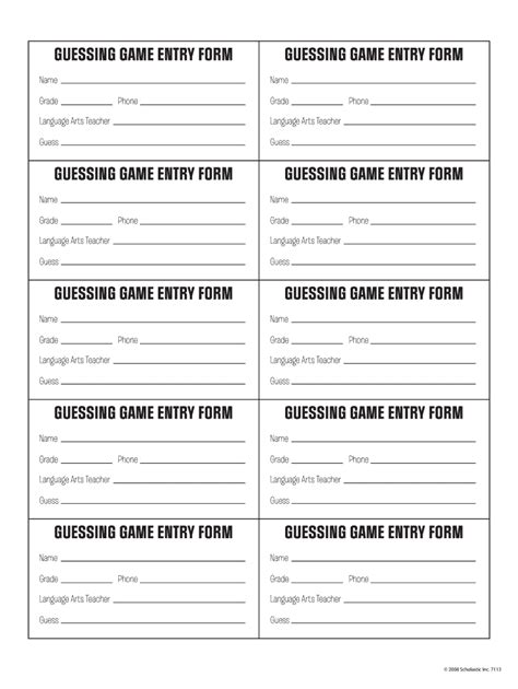 Printable Form Template For Entry