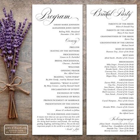 Printable Formal Wedding Programs