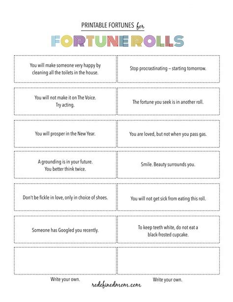 Printable Fortunes For Kid