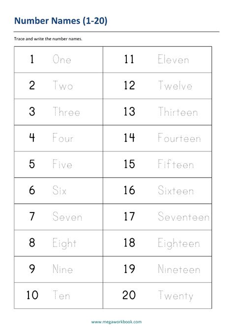 Printable Fourth Grade Number Words