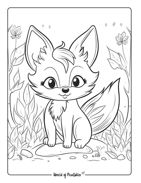 printable fox coloring page printable template