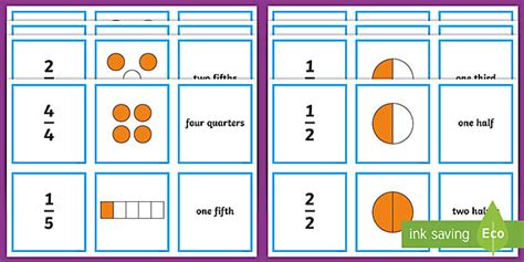 Printable Fraction Matching Game