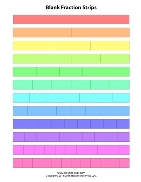 Printable Fraction Strips, Blank