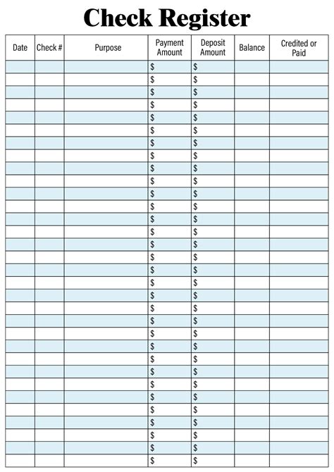 Printable Free Check Registers