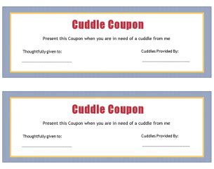 Printable Free Cuddle Coupon