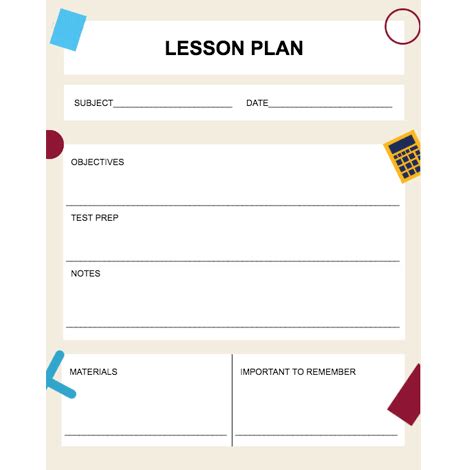 Printable Free Lesson Plan Template Google Docs