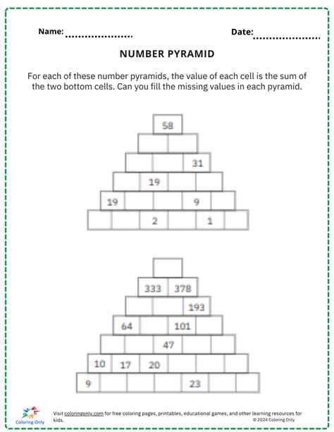 Printable Free Math 3 Dimensional Pyramid