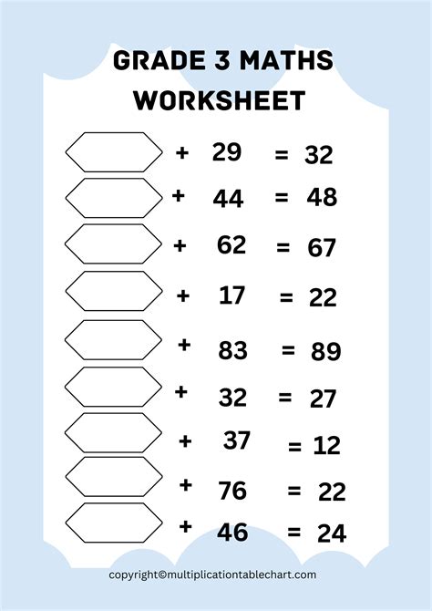 Printable Free Math Worksheets Grade 3