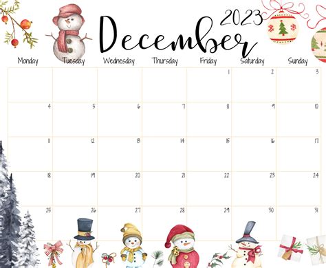 Printable Free Winter Calender