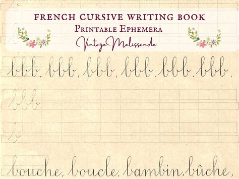 Printable French Cursive Script