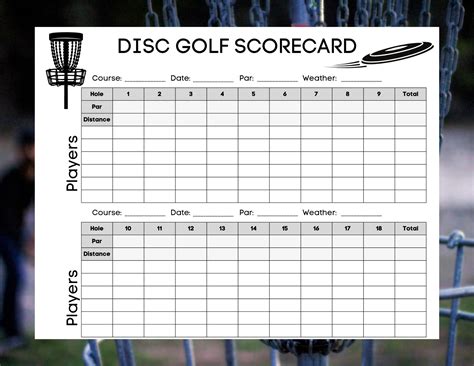 Printable Frisbee Golf Scorecard