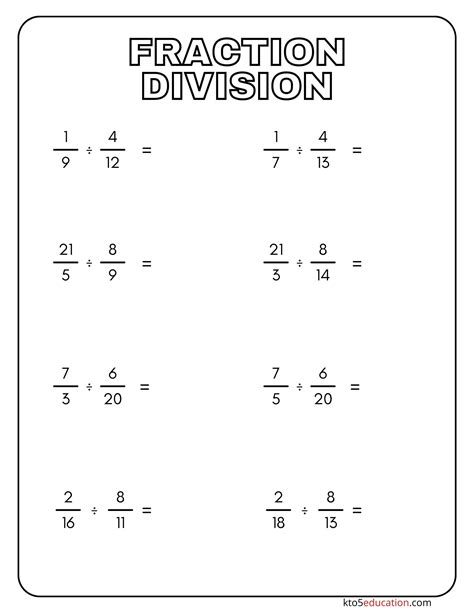 Printable Frith Grade Divison Fraction