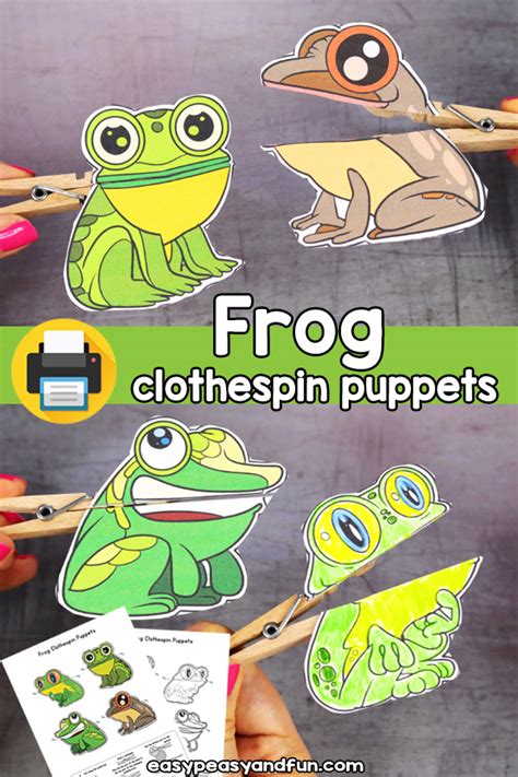 Printable Frog Pin Puppets